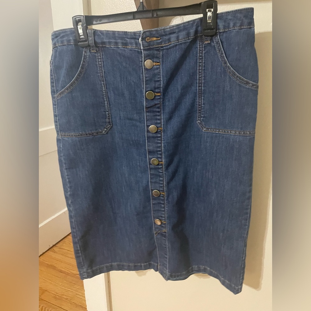 Christopher & Banks Blue Denim Pencil Skirt